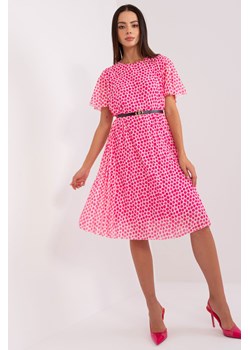 Różowo-biała rozkloszowana sukienka damska w kropki ze sklepu 5.10.15 w kategorii Sukienki - zdjęcie 169726633