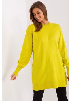 Limonkowy sweter damski oversize z długim rękawem ze sklepu 5.10.15 w kategorii Swetry damskie - zdjęcie 169726682