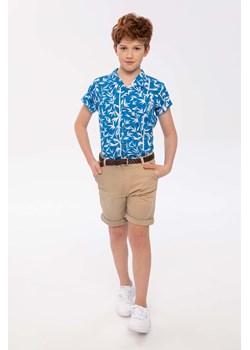 Niebieska koszula bawełniana chłopięca z krótkim rękawem ze sklepu 5.10.15 w kategorii Koszule chłopięce - zdjęcie 169726701