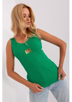 Zielony dopasowany top w prążek ze sklepu 5.10.15 w kategorii Bluzki damskie - zdjęcie 169726981