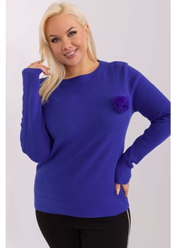 Casualowy sweter plus size z dzianiny kobaltowy ze sklepu 5.10.15 w kategorii Swetry damskie - zdjęcie 169727032