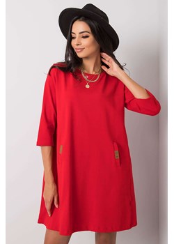 Czerwona luźna sukienka damska rękaw 7/8 ze sklepu 5.10.15 w kategorii Sukienki - zdjęcie 169727143