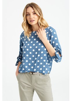 Bluzka damska z wiskozy z długim rękawem w kropki niebieska ze sklepu 5.10.15 w kategorii Bluzki damskie - zdjęcie 169727153