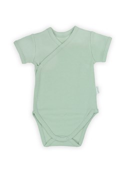 Bawełniane body kopertowe z krókim rękawem - oliwkowe ze sklepu 5.10.15 w kategorii Body niemowlęce - zdjęcie 169727213