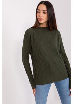 Khaki damski sweter klasyczny we wzory ze sklepu 5.10.15 w kategorii Swetry damskie - zdjęcie 169727283