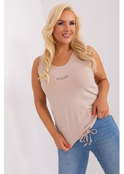 Beżowy damski top plus size z bawełny ze sklepu 5.10.15 w kategorii Bluzki damskie - zdjęcie 169727343