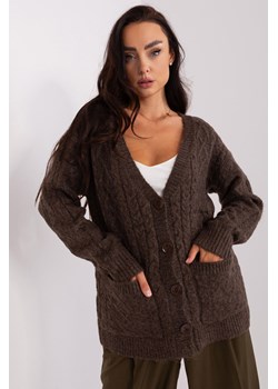 Sweter rozpinany w warkocze z kieszeniami brązowy ze sklepu 5.10.15 w kategorii Swetry damskie - zdjęcie 169727483