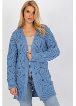 Niebieski ażurowy kardigan bez zapięcia ze sklepu 5.10.15 w kategorii Swetry damskie - zdjęcie 169728260