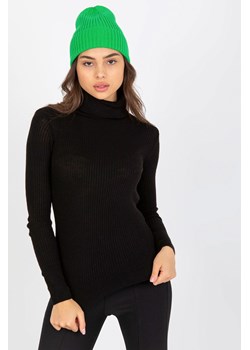 Czarny prążkowany sweter z golfem i długim rękawem ze sklepu 5.10.15 w kategorii Swetry damskie - zdjęcie 169728264
