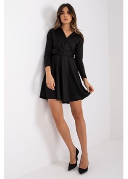 Rozkloszowana sukienka damska z paskiem - czarna ze sklepu 5.10.15 w kategorii Sukienki - zdjęcie 169728343