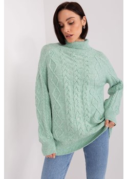 Damski sweter z warkoczami mietowy ze sklepu 5.10.15 w kategorii Swetry damskie - zdjęcie 169728551