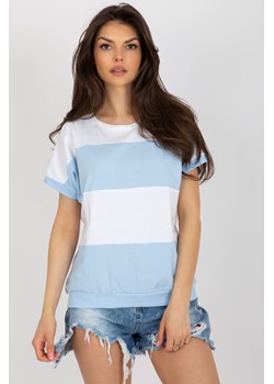 Biało-jasnoniebieska bawełniana bluzka basic ze sklepu 5.10.15 w kategorii Bluzki damskie - zdjęcie 169728674