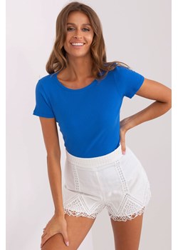 Ciemnoniebieska bluzka basic z okrągłym dekoltem ze sklepu 5.10.15 w kategorii Bluzki damskie - zdjęcie 169728800