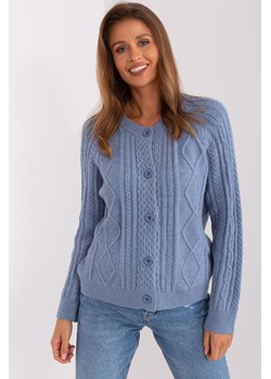 Rozpinany sweter z warkoczami szaro-niebieski ze sklepu 5.10.15 w kategorii Swetry damskie - zdjęcie 169728811