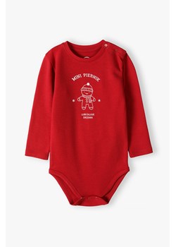 Body niemowlęce z napisem Mini piernik lubię długie drzemki bordowe ze sklepu 5.10.15 w kategorii Body niemowlęce - zdjęcie 169728842