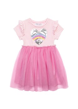 Różowa sukienka niemowlęca z falbanami i sercem ze sklepu 5.10.15 w kategorii Sukienki niemowlęce - zdjęcie 169728850