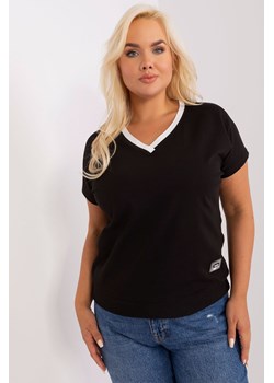 Czarna bluzka plus size z krótkim rękawem ze sklepu 5.10.15 w kategorii Bluzki damskie - zdjęcie 169728851