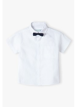 Biała koszula chłopięca regular bawełniana z krótkim rękawem i muszką ze sklepu 5.10.15 w kategorii Koszule chłopięce - zdjęcie 169729000