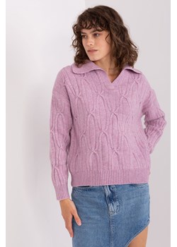 Jasnofioletowy dzianinowy sweter w warkocze ze sklepu 5.10.15 w kategorii Swetry damskie - zdjęcie 169729103