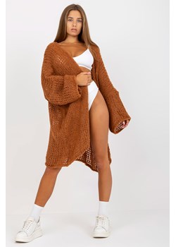 Brązowy dzianinowy kardigan oversize OCH BELLA ze sklepu 5.10.15 w kategorii Swetry damskie - zdjęcie 169729210
