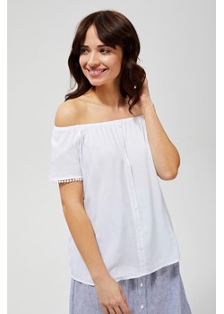 Bluzka damska koszulowa z ozdobnymi rękawami biała ze sklepu 5.10.15 w kategorii Bluzki damskie - zdjęcie 169729330