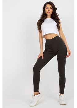 Khaki bawełniane legginsy basic high waist ze sklepu 5.10.15 w kategorii Spodnie damskie - zdjęcie 169729451