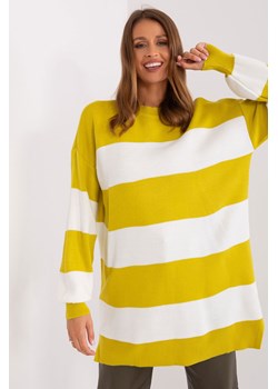 Oliwkowy-ecru sweter damski oversize ze sklepu 5.10.15 w kategorii Swetry damskie - zdjęcie 169729651