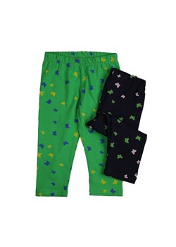 Legginsy 3/4 dziewczęce 2-pak zielono-granatowe w motyle ze sklepu 5.10.15 w kategorii Spodnie dziewczęce - zdjęcie 169729671