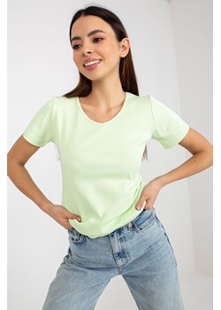 Limonkowa prążkowana bluzka damska basic z krótkim rękawem ze sklepu 5.10.15 w kategorii Bluzki damskie - zdjęcie 169729744