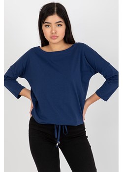 Granatowa codzienna bluzka basic z bawełny Fiona ze sklepu 5.10.15 w kategorii Bluzki damskie - zdjęcie 169729780