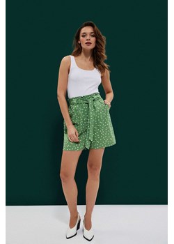 Bawełniane szorty damskie z wiązaniem zielone ze sklepu 5.10.15 w kategorii Szorty - zdjęcie 169729852