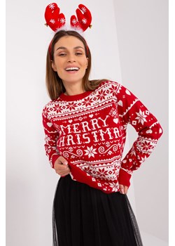 Sweter świąteczny z dzianiny czerwony ze sklepu 5.10.15 w kategorii Swetry damskie - zdjęcie 169729940