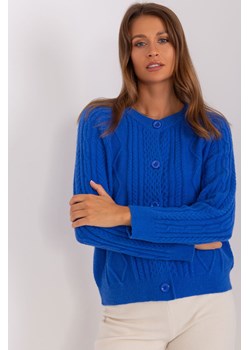 Kobaltowy sweter rozpinany w warkocze ze sklepu 5.10.15 w kategorii Swetry damskie - zdjęcie 169729992