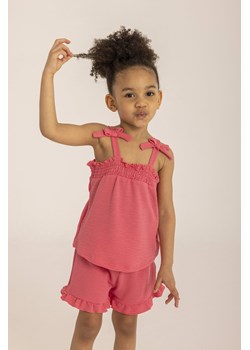 Różowy komplet letni dziewczęcy- bluzka na ramiączkach i szorty ze sklepu 5.10.15 w kategorii Komplety dziewczęce - zdjęcie 169730060