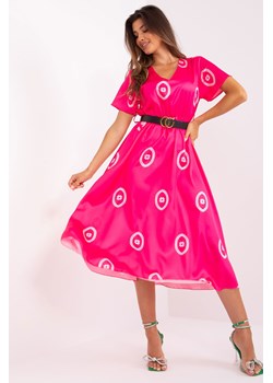 Ciemnoróżowa sukienka damska koktajlowa we wzory ze sklepu 5.10.15 w kategorii Sukienki - zdjęcie 169730261