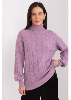 Sweter z golfem z dodatkiem wiskozy jasny fioletowy ze sklepu 5.10.15 w kategorii Swetry damskie - zdjęcie 169730371