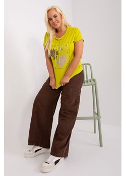 Limonkowa damska bluzka plus size z troczkami ze sklepu 5.10.15 w kategorii Bluzki damskie - zdjęcie 169730392