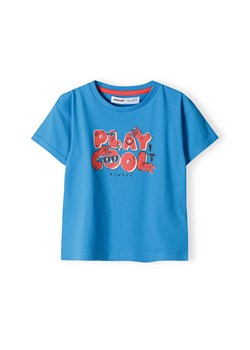 Niebieska koszulka bawełniana dla niemowlaka z nadrukiem ze sklepu 5.10.15 w kategorii Koszulki niemowlęce - zdjęcie 169730590