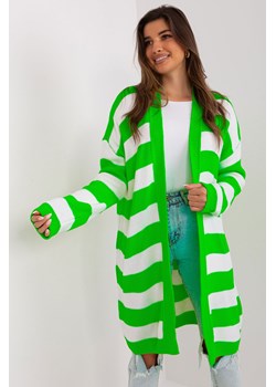 Fluo zielono-biały kardigan o kroju oversize ze sklepu 5.10.15 w kategorii Swetry damskie - zdjęcie 169730600