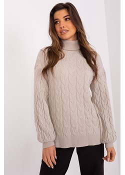 Beżowy sweter z golfem z warkoczami ze sklepu 5.10.15 w kategorii Swetry damskie - zdjęcie 169730734