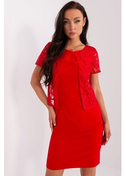 Czerwona ołówkowa sukienka damska koktajlowa z koronką ze sklepu 5.10.15 w kategorii Sukienki - zdjęcie 169730943