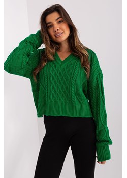 Zielony luźny sweter w warkocze ze sklepu 5.10.15 w kategorii Swetry damskie - zdjęcie 169731011