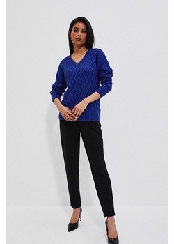 Damski sweter akrylowy z ozdobnym splotem- niebieski ze sklepu 5.10.15 w kategorii Swetry damskie - zdjęcie 169731092