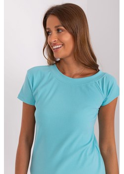 Miętowa damska bluzka basic w prążek ze sklepu 5.10.15 w kategorii Bluzki damskie - zdjęcie 169731100