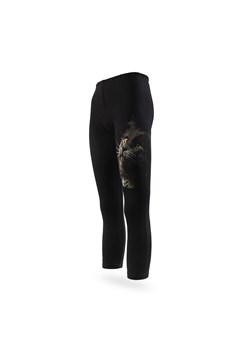 Dziewczęce legginsy czarne z nadrukiem kota ze sklepu 5.10.15 w kategorii Spodnie dziewczęce - zdjęcie 169731133