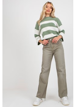 Khaki spodnie jeansowe z szeroką nogawką FRESH MADE ze sklepu 5.10.15 w kategorii Jeansy damskie - zdjęcie 169731194