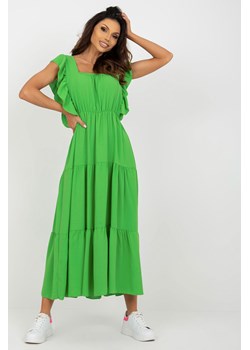 Jasnozielona midi sukienka z falbaną na lato ze sklepu 5.10.15 w kategorii Sukienki - zdjęcie 169731300