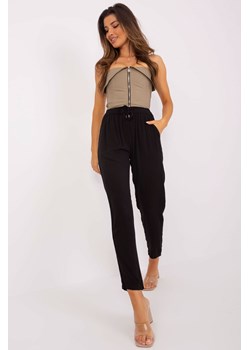 Czarne proste spodnie z materiału SUBLEVEL ze sklepu 5.10.15 w kategorii Spodnie damskie - zdjęcie 169731660
