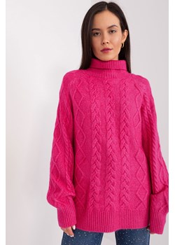 Damski sweter z warkoczami fuksjowy ze sklepu 5.10.15 w kategorii Swetry damskie - zdjęcie 169731723