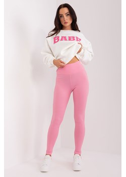 Różowe prążkowane legginsy damskie ze sklepu 5.10.15 w kategorii Spodnie damskie - zdjęcie 169731791